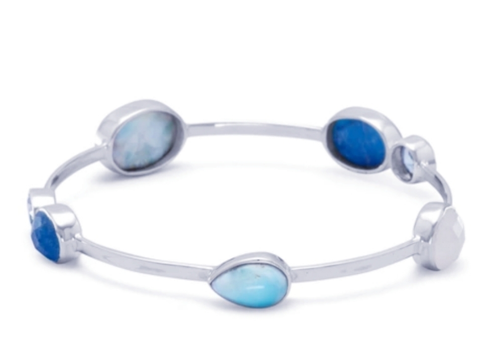 Sterling Silver Multistone Stackable Bangle - image 3